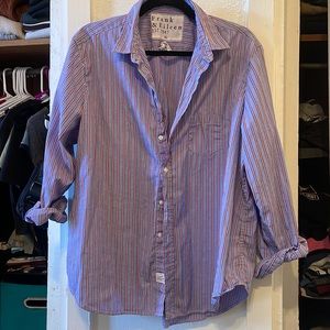 FRANK & EILEEN Italian cotton relaxed button up shirt XL blue and red stripe